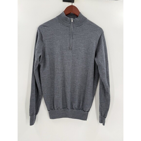 Peter Millar Charcoal Gray Merino Wool Blend 1/4 Zip Sweater Size SMALL EUC - Picture 6 of 13